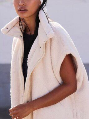 Free People Women's Cream and White Gilet, xs , NWOT